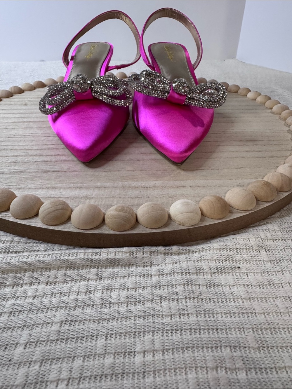Lilly Pulitzer Ryley Slingback Cerise Pink Rhinestone Bow Kitten Heels 8.5M - Picture 7 of 10